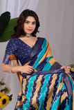 Soft Lichi Silk Saree with Diagonal Patola Print & Woven Zari Border