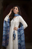 Ivory Breeze Roman Silk Anarkali Kurti Set with Digital Print Dupatta
