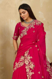 Soft Fendy Chiffon Saree with Embroidered Cutwork Aarco Border & Matching Blouse