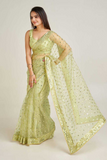 Elegant Net Saree with Sequins & Dori Work