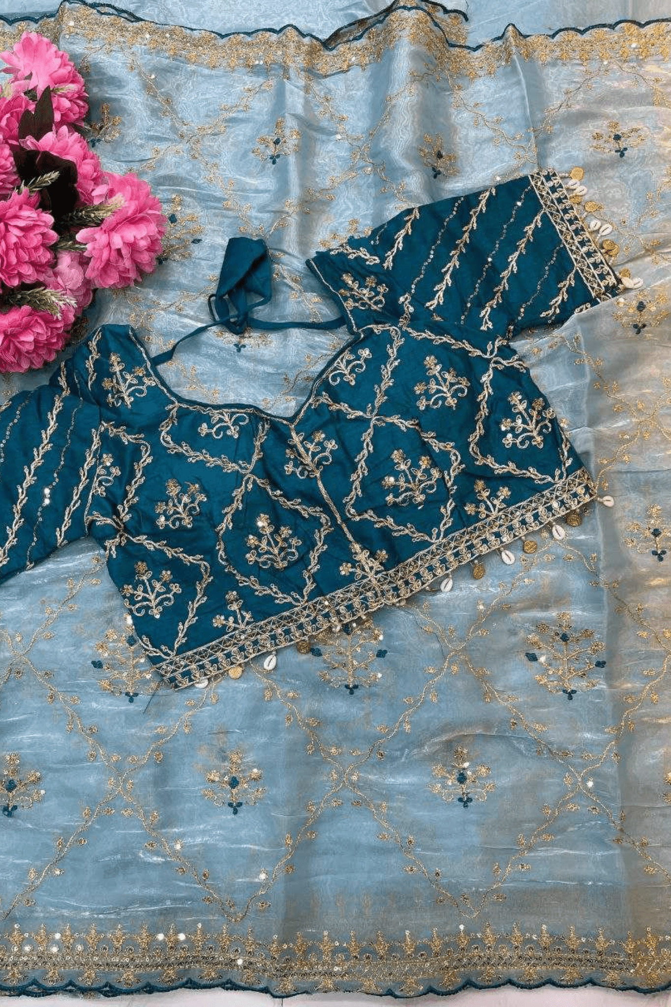 Nayara Elegance Pure Soft Zimmy Chu Silk Saree with Embroidered Blouse - kavyo.in
