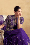 Royal Violet Chinon & Real Georgette Embroidered Indo-Western Lehenga Set