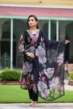 Black Georgette Kurta Pant Dupatta Set