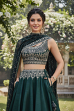 Emerald Green Tapeta Silk Zari Embroidered Lehenga Set