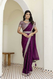 Kasturi Silk Saree in Royal Purple with Embellished Border