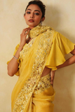 Soft Crunchy Silk Saree in Haldi Yellow with Sequin Embroidery
