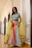 Multi-Color Sequins Embroidered Net Lehenga Set
