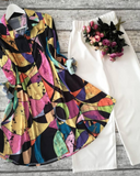 Abstract Pop Kurti with White Palazzo Set