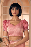 Mehek Baby Pink Shaded Pure Silk Cutwork Saree