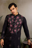 Black Embroidered Kurta Set with White Pant