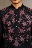 Black Embroidered Kurta Set with White Pant