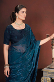 Elegant Geemichu Silk Saree with 3mm Sequins & Cross-Stitch Embroidery