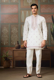 White Embroidered Kurta with Koti & Bottom