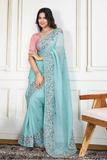 Crunchy Silk Saree with Embroidered C-Pallu Border & Banglory Silk Blouse