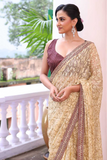 Designer Embroidered & Embellished Brasso Saree