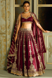Regal Maroon Kasturi Silk Bridal Lehenga with Zari & Sequins Work