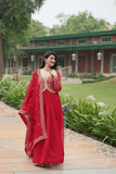 Elegant Faux Blooming Embroidered Anarkali Gown Set - Rani - kavyo.in