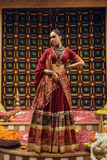 Maroon Rayon Foil Print Lehenga Choli with Dupatta