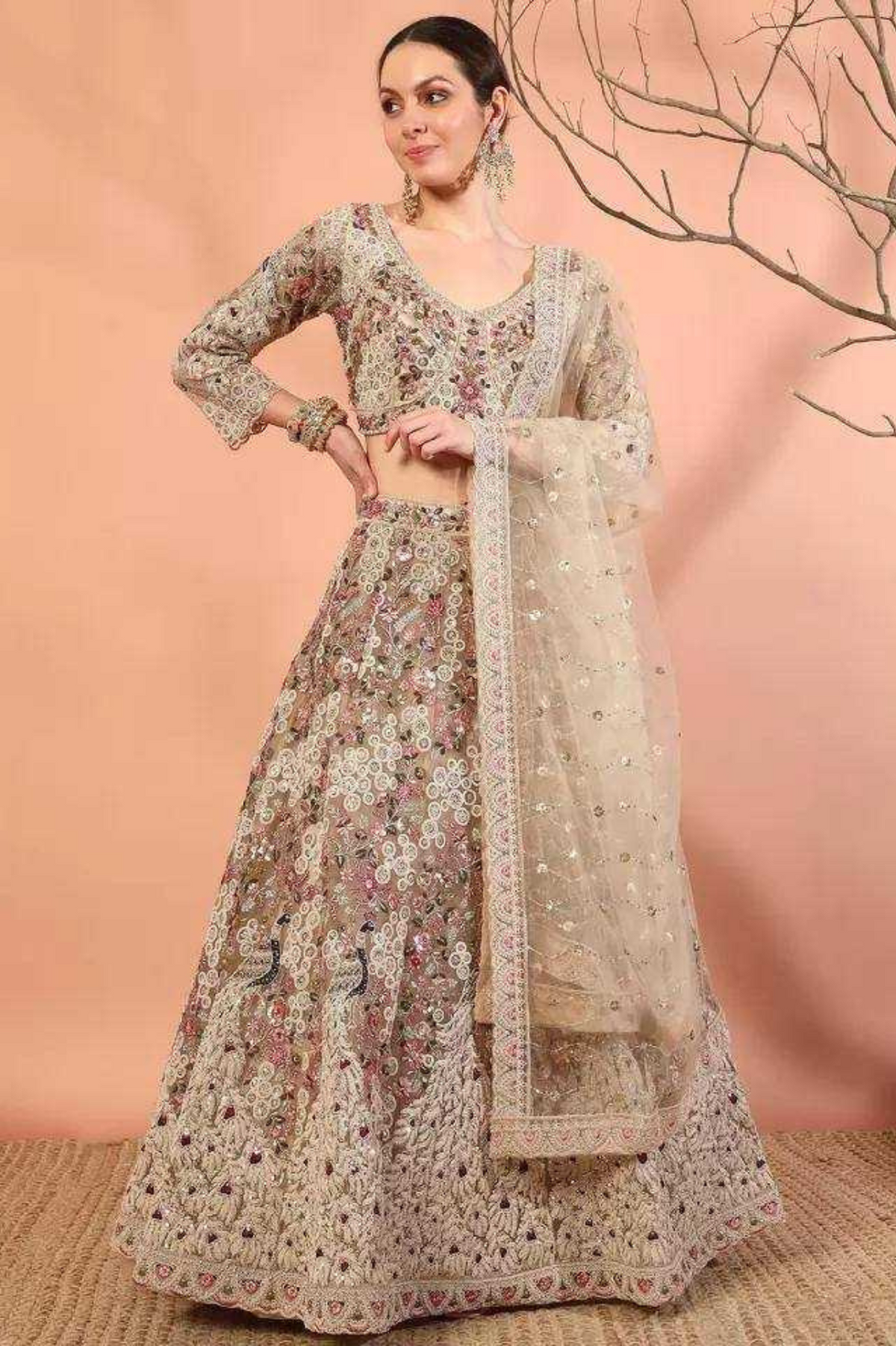 Premium Soft Net Sequins Work Lehenga with Dupatta
