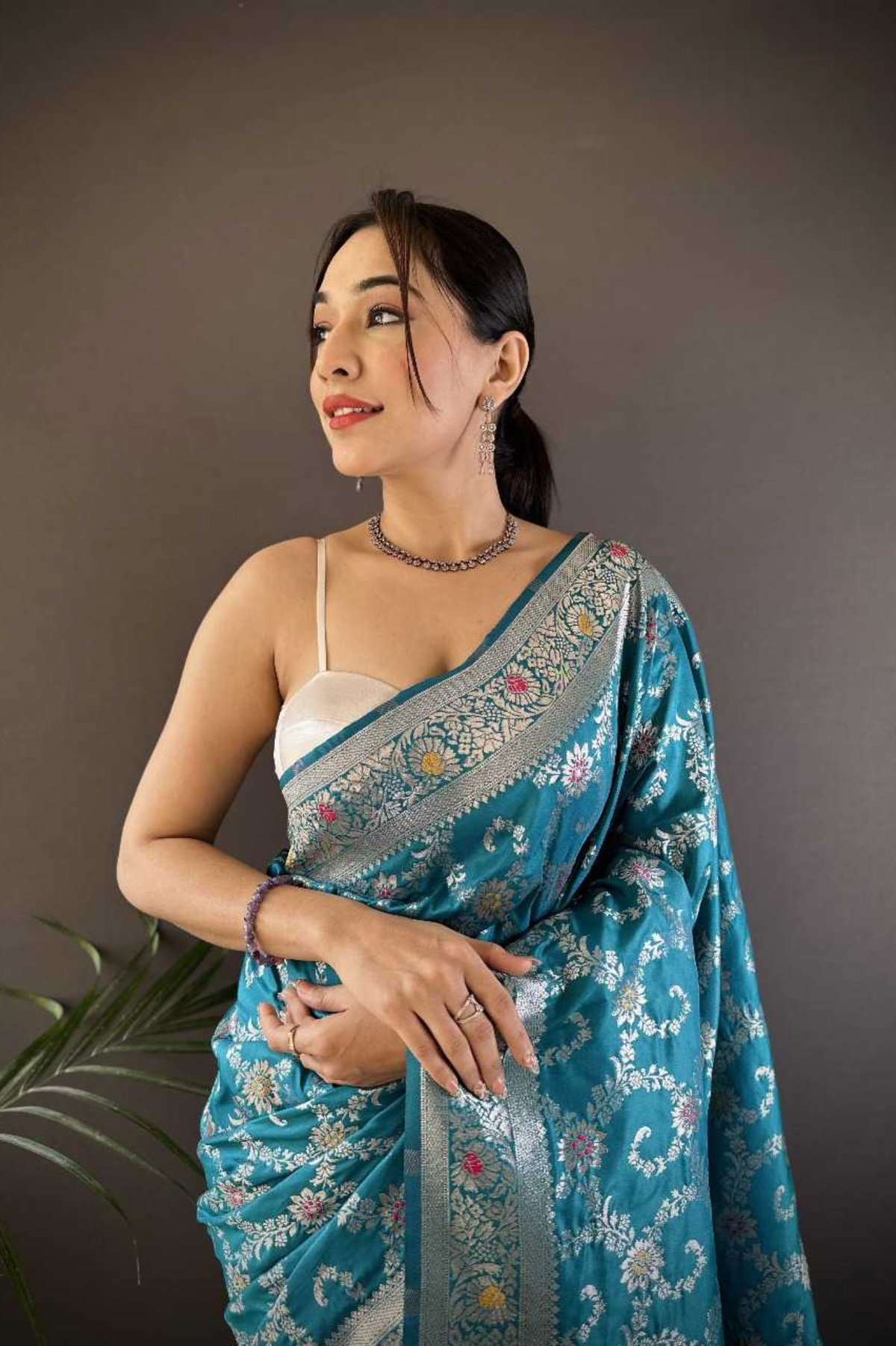 Soft Banarasi Silk Saree with Elegant Zari Weaving & Pure Silk Blouse