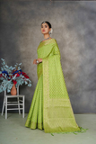 Elegant Green Soft Tusser Silk Saree with Jacquard Blouse