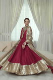 Royale Maroon Sequin Designer Party Gown Set - kavyo.in
