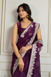 Soft Twill Net Saree with All-Over Embroidery & Sequins Work Border