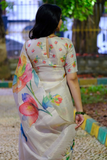 Tulip Tussar Heavy Handloom Silk Digital Print Saree