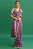 Premium Chinon Silk Saree with Digital Print, Embroidery & Sequins Work