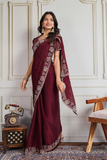 Fendy Chiffon Silk Saree with Swarovski Detailing & Cutwork Border