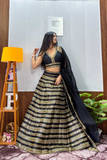 Heavy Kasturi Silk Black Lehenga Choli with Georgette Dupatta