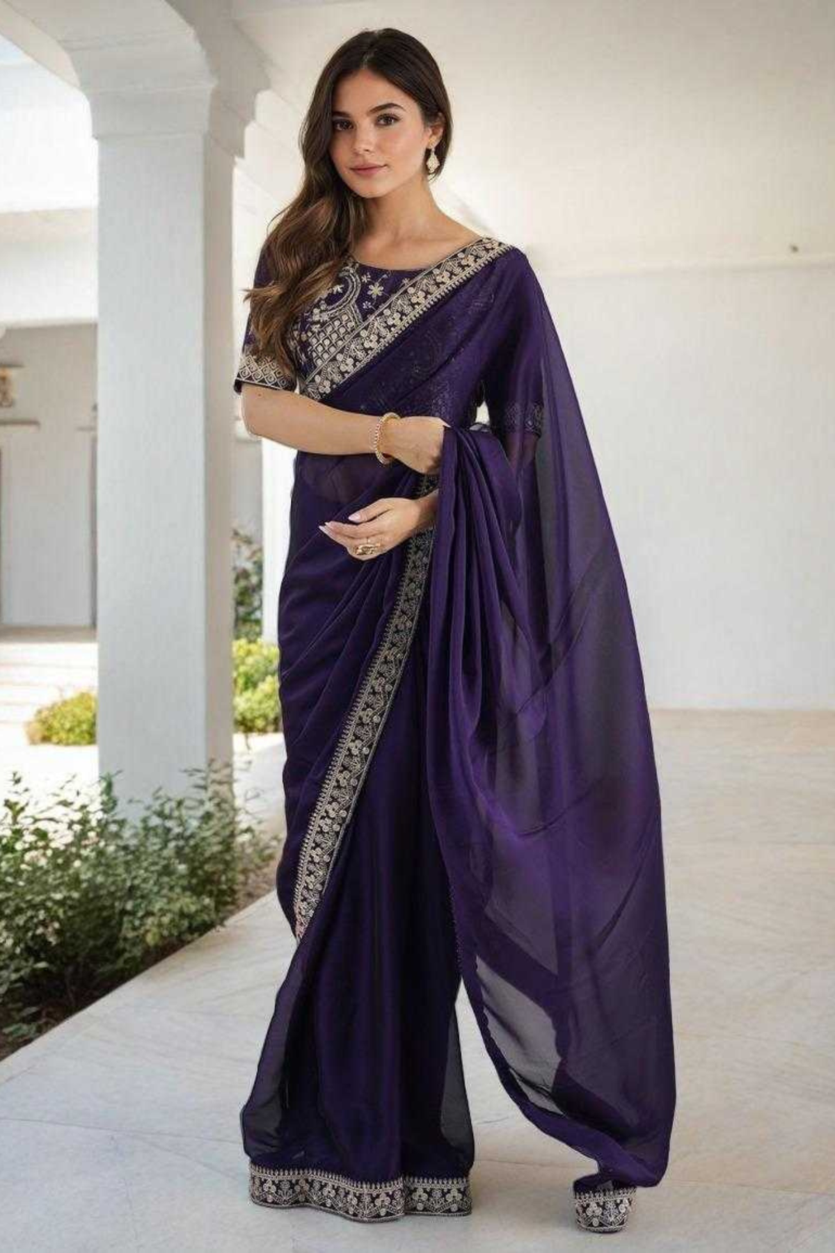 Heavy Rangoli Silk Saree with Coding Sequence & Multi Lace Work