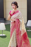 Elegant Off-White Banarasi Lichi Silk Saree