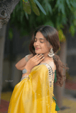 Pure Fandi Satin Silk Saree with Real Mirror Work & Embroidered Blouse - kavyo.in