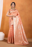 Soft Pure Banarasi Silk Saree with All-Over Zari Weaving and Rich Pallu