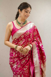 Pink Banarasi Lichi Silk All-Over Silver Zari Woven Saree