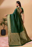 Elegant Green Banarasi Art Silk Saree with Golden Zari Work