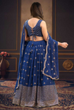Embroidered Georgette Lehenga Choli with Dupatta – Blue Malay