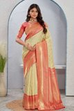 Soft Lichi Silk Saree with Rich Jacquard Weaving & Contrast Border