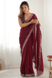 Rangoli Silk Saree with Embroidered Border Lace - kavyo.in