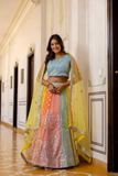 Multi-Color Sequins Embroidered Net Lehenga Set