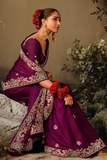 Wine Rangoli Silk Saree with Exquisite Embroidery & Piping Border Detailing