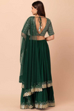 Emerald Green Georgette Lehenga Choli with Dupatta