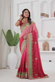 Pink Radiance Chinon Silk Saree