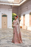 Extra Soft Pashmina Silk Saree with Kashmiri Jal Weaving & Zari-Meena Work