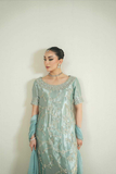Aylin Aqua – Ready-to-Wear Heavy Embroidered Silk Plazzo Suit Set