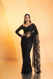 Royal Black Elegant Net Saree