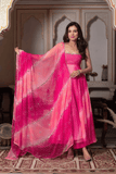 Rani Pink Mirror - Work Faux Georgette Anarkali Set - kavyo.in