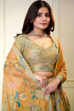 Floral Organza Lehenga Choli with Dupatta