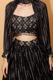Black Sequin Georgette Designer Lehenga Set